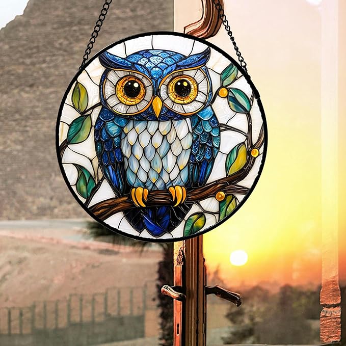 Stained Glass Window Hanging, Owl Gifts - Image 4