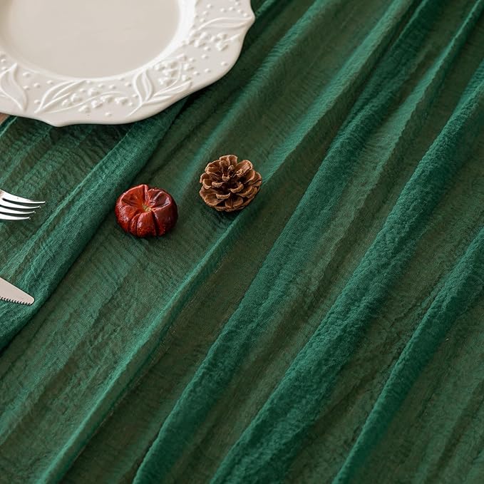 Table Runner Emerald Green Cheesecloth Gauze 120 Inch 10 FT Rustic Boho Cheese - Image 3