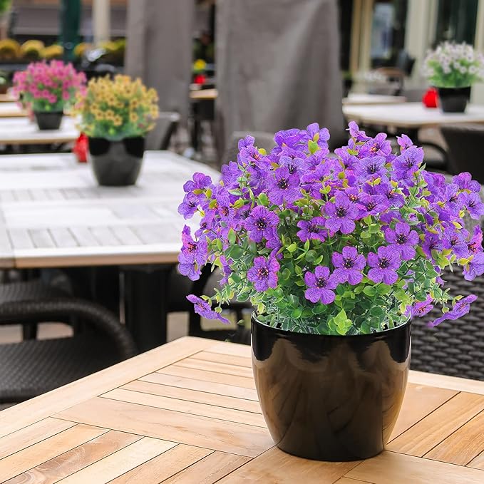 12 Bundles Artificial Flowers Outdoor UV Resistant Fake Plastic Plants Indoor - Image 7