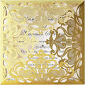 Hosmsua 6.3 x 6.3 Inch 50PCS Gold Glitter Laser Cut Wedding invitation Cards by Hosmsua