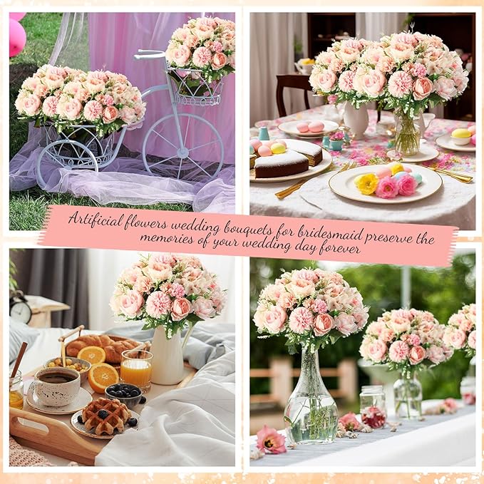 Tigeen Artificial Flowers Artificial Peonies Silk Flowers Faux Peony Fake Peony - Image 7