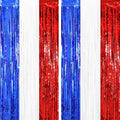 2 Pack Red White and Blue Tinsel Foil Fringe Curtains, 4th of July Decorations by Voircoloria