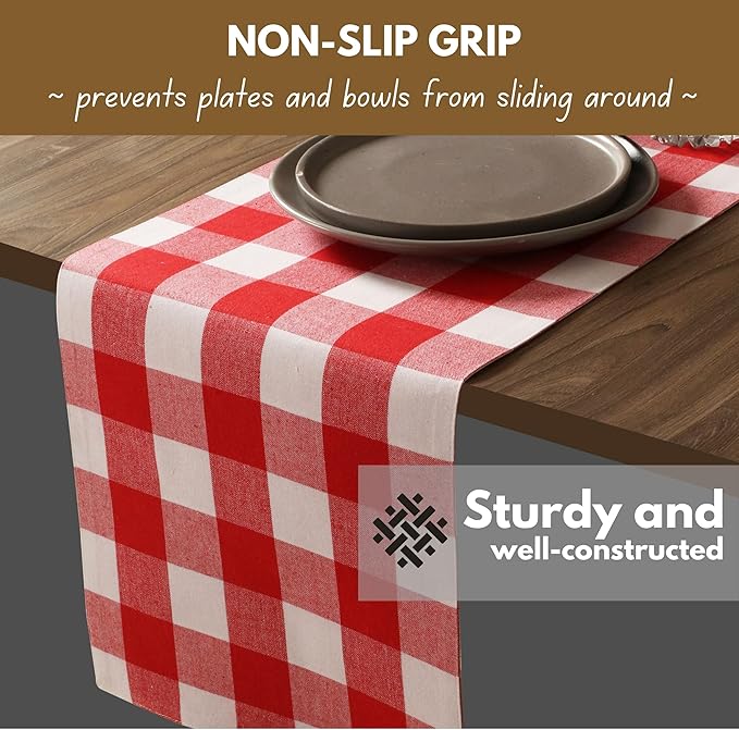 Native Fab Table Runner Buffalo Check Plaid 100% Cotton - Image 4