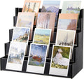 4 Tier Greeting Card Display Stand Black Bamboo and Acrylic Sticker Display by Yuntau