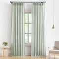 Vision Home Soft Green Pinch Pleated Semi Sheer Curtains Textured Linen Blended by VisionHome