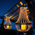 Hanging Candle Lantern, 27” Battery Operated Modern Clear Acrylic Crystal by SUNNYPARK