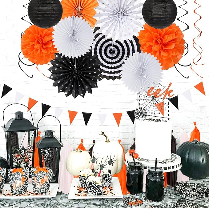 Black White Orange Halloween Party-Decorations - Image 5