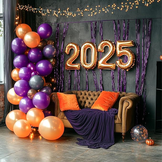 PartyWoo Purple Streamers Foil Fringe Curtain 3pcs 8.2ft Metallic Tinsel - Image 5