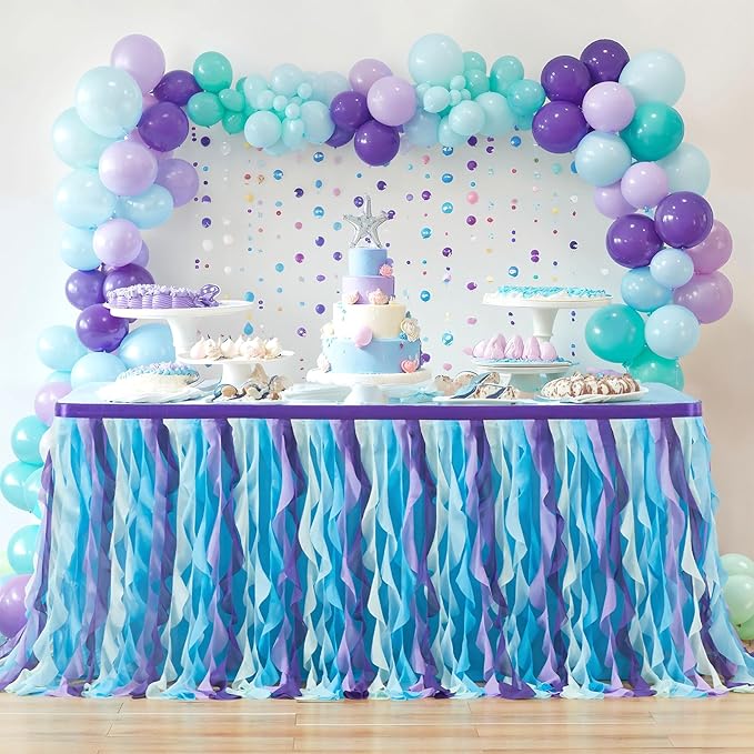 Partisky Mermaid Tulle Tutu Ruffle Curly Willow Table Skirt - Image 9