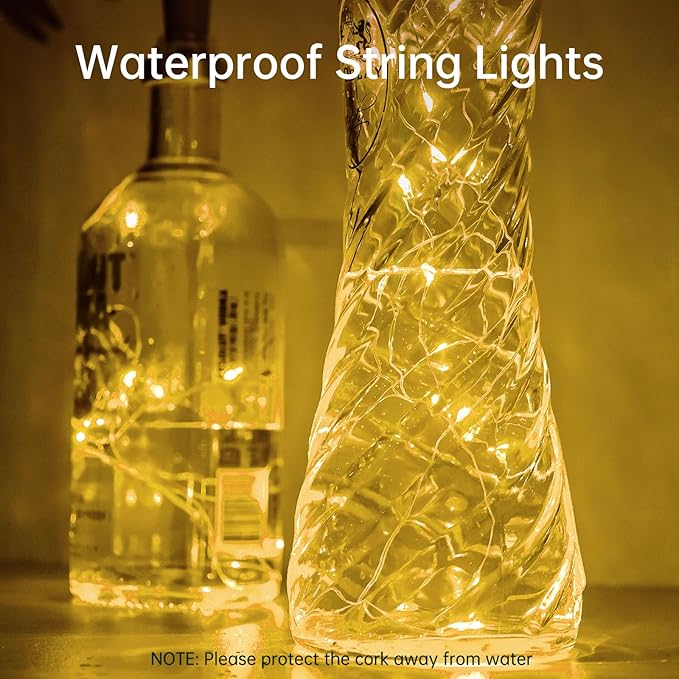 Aluan Wine Bottle Lights with Cork, Christmas Lights 10 Pack 20 LED Mini Fairy - Image 7