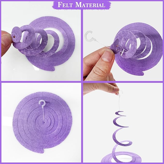36 Pcs Mermaid Hanging Swirl Decorations Teal Purple Felt Swirl Streamer Spiral - Image 3