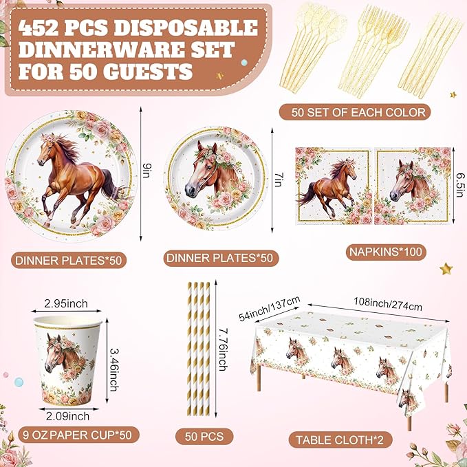 452 Pcs Horse Birthday Decorations - Image 2