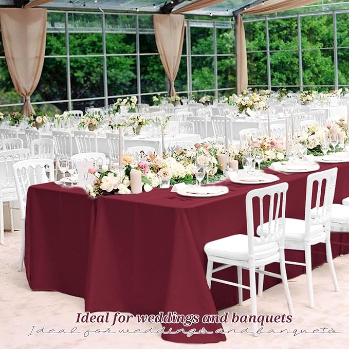 12 Pack Burgundy Tablecloths for Rectangle Tables 60 x 102 Inch Polyester - Image 7
