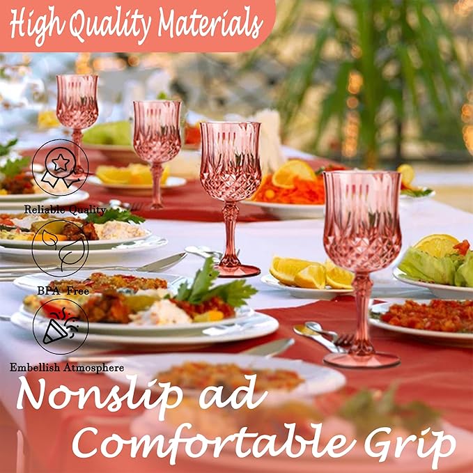 Plastic Wine Glasses，Plastic Goblets Vintage Style Cordial Drinking Glasses - Image 5