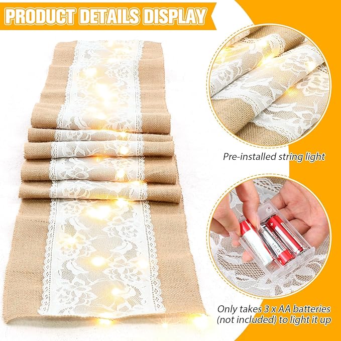 Xinnun 6 Pack Burlap Table Runner - Image 3