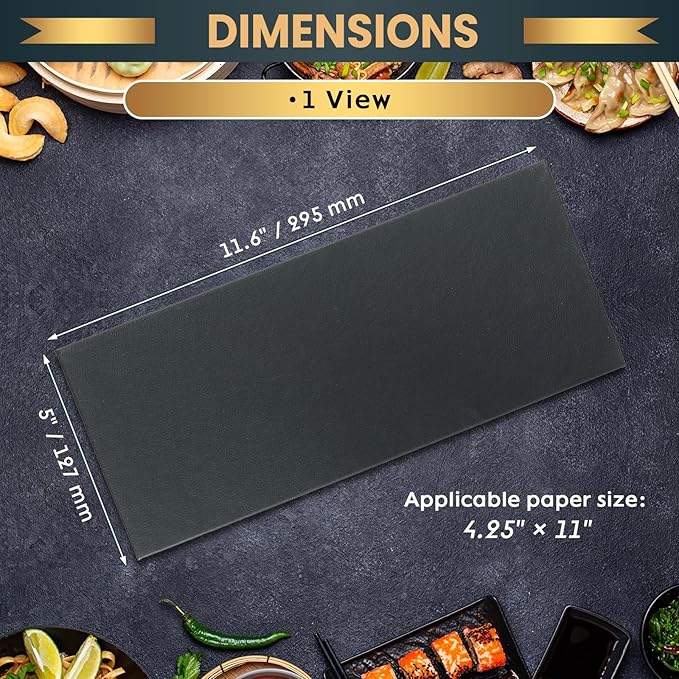 12 Pack 1 View Menu Holder Menu Covers 4.25" x 11" | Black Leather Menu Sleeves - Image 2