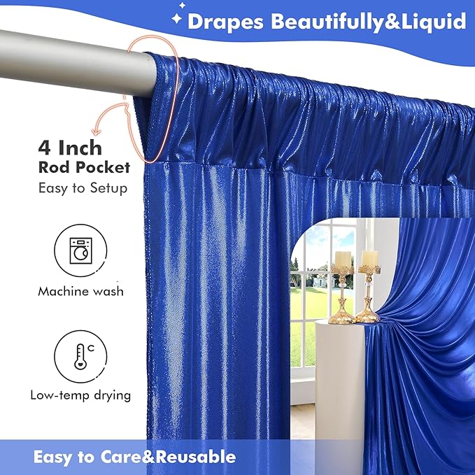 10x10ft Shimmer Royal Blue Sequin Backdrop Curtain - Image 3