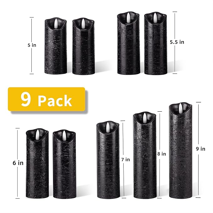 Hausware Set of 9 Flameless Candles Battery Operated LED Real Wax Flickering - Image 2