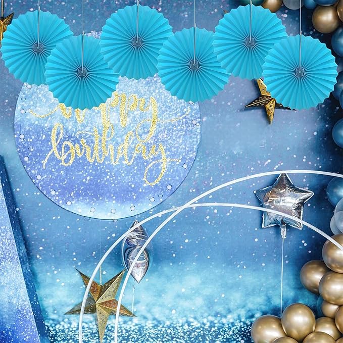 BARTHEW Blue Hanging Paper Fans, Party Decorations - Image 4