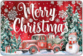 Christmas Truck Metal Tin Sign Merry Christmas Sign Funny Snowman Tin Sign by GJXFTPTTBD