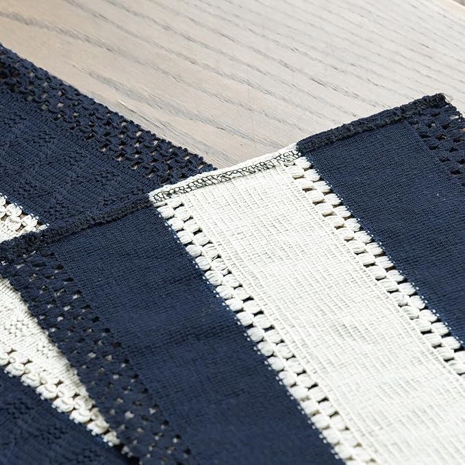 Artoid Mode Dark Blue Farmhouse Rustic Table Runner, Seasonal Hollow Kitchen - Image 5