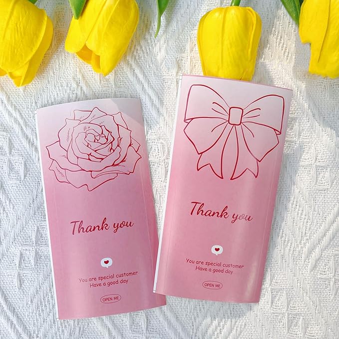 150Pcs Cute Pink Large Thank You Stickers, Bow Shaped Rose Gift Wrapping - Image 5