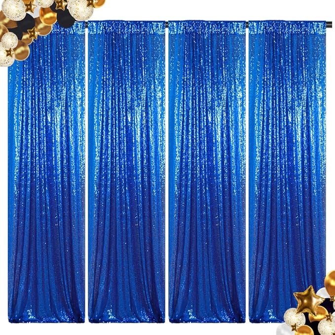 ShinyBeauty Royal Blue Sequin Curtains 2FTx8FT by ShinyBeauty