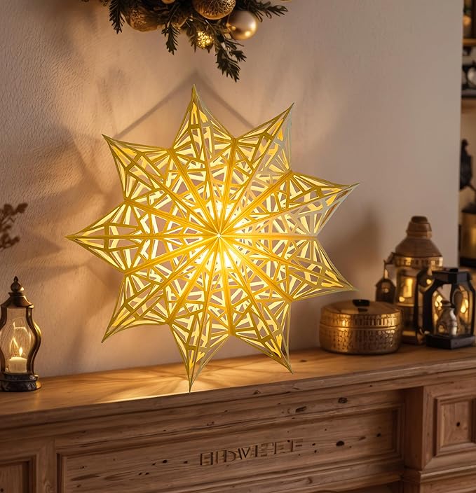 10 Pcs Christmas Paper Snowflake Lanterns, Large Christmas Paper Star Lanterns - Image 6
