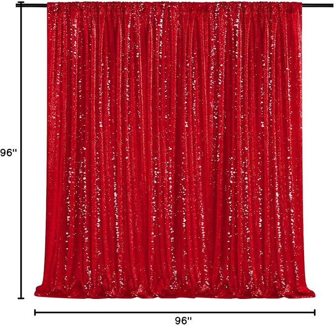 8ft x 8ft Red Sequin Backdrop Party Backdrop Curtain - Image 8