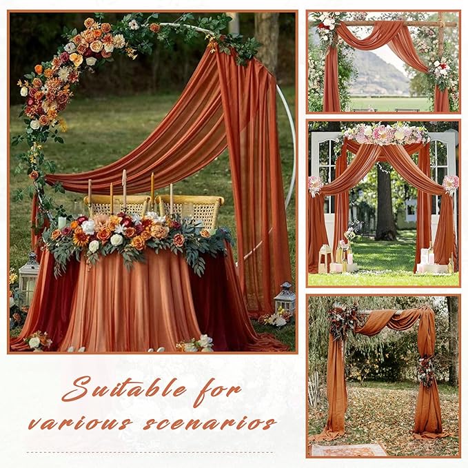 Wedding Arch Draping Fabric 4 Panels 20Ft Length x 28" Width Terracotta - Image 7