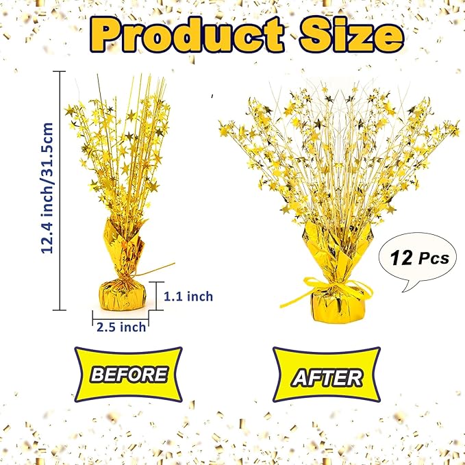 12 Pack Metallic Foil Spray Centerpiece Star Table Decoration Burst Table - Image 5