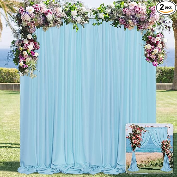 MYSKY HOME 10ft x 7ft Light Blue Backdrop Curtains by MYSKYHOME