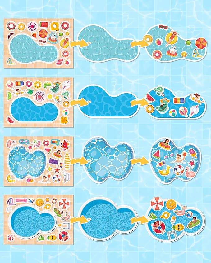 Aowplc 32 Sheets Make‑a‑Pool Stickers - Image 7