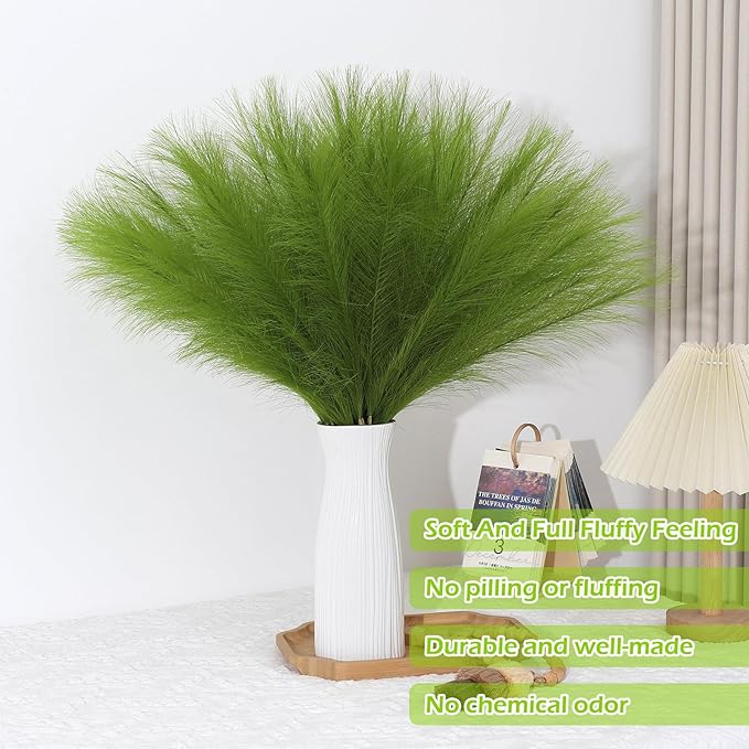Green Pampas Grass Decor 30 Pcs 21.7 Inch Faux Pampas Grass Bulk Artificial - Image 2