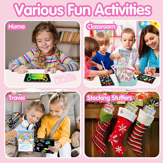 ZMLM Rainbow Scratch Party Favors Kids: Birthday Gifts Toy Bulk Scratch Art - Image 5