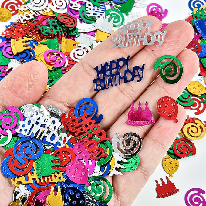 VHUWE Happy Birthday Confetti, 1.6 oz Multicolor Cake Balloon Swirl Confetti - Image 3
