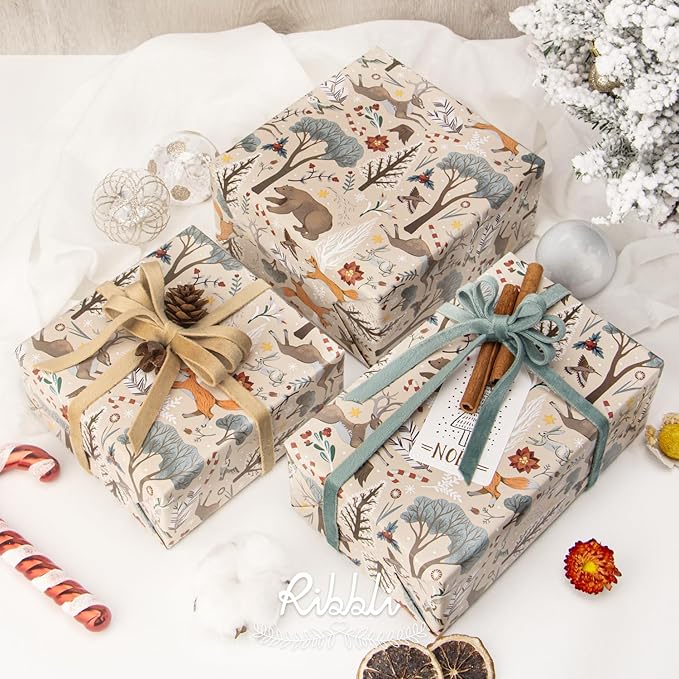Ribbli Christmas Wrapping Paper Rolls, Mini Roll-17 Inch x 33 Feet-Christmas - Image 4