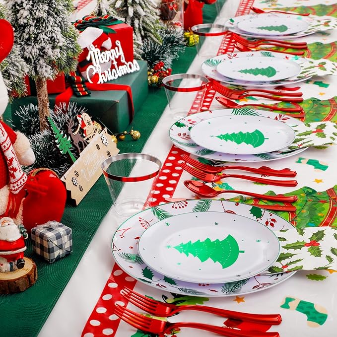 Festiva 176Pcs Christmas Plastic Plates Heavy Duty- Christmas disposable - Image 7