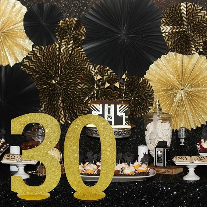 TONIFUL 11.8 Inch Gold Glitter Numbers Table Centerpieces 0-9 Birthday Party - Image 6