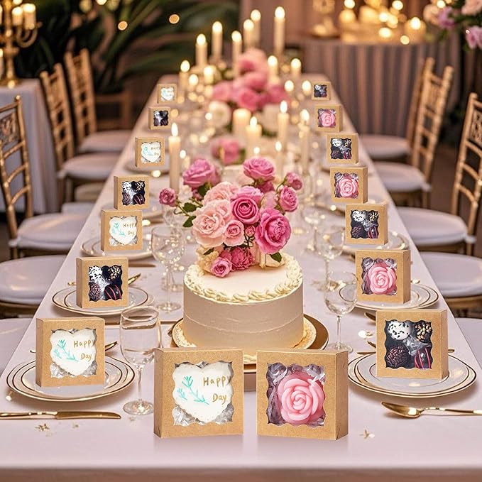 RomanticBaking 3 ¼" x 3 ¼" x 1 ½" 50PCS Chocolate Truffle Boxes - Image 4