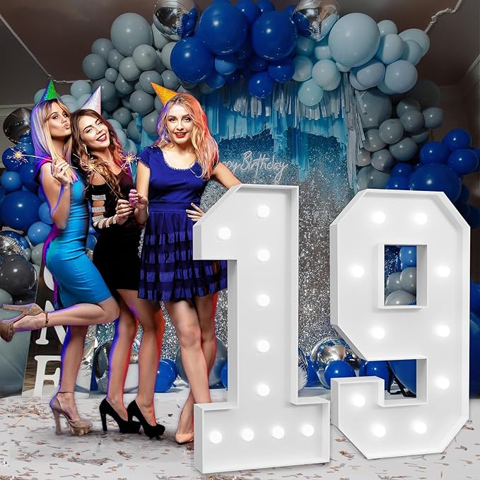 Marquee Numbers Large 19th-Birthday Decorations: 4ft Light Up Number Party - Image 7
