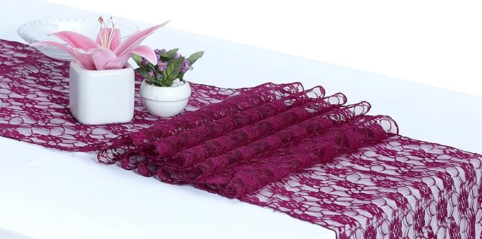 MDS Pack of 20 Wedding 12 x 108 inches Lace Table Runner - Image 2