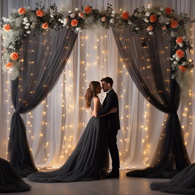 PARTISKY 20ft X 10ft Black Tulle Backdrop Curtain - Image 7