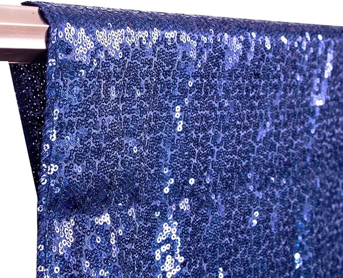 Poise3EHome 6Ft x 8Ft Navy Blue Sequin Backdrop Curtain, Glitter Thick Satin - Image 5