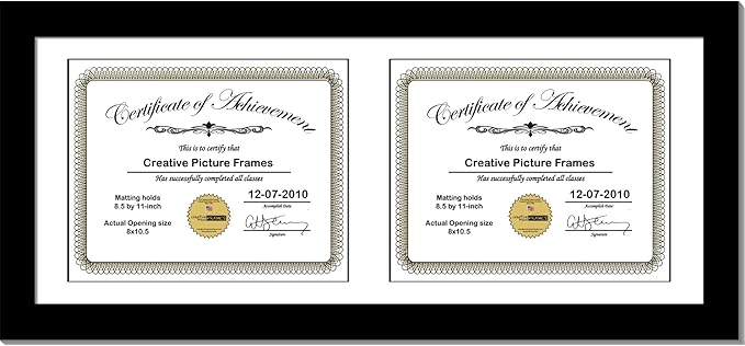 Creative Picture Frames 10X24Bk-W Black Horizontal Double Diploma Frame by CreativePictureFrames