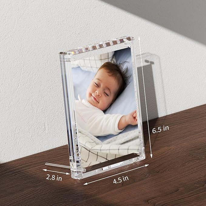 NIUBEE Picture Frames 4x6 Acrylic, Diamond Edge Design, Magnetic Family Thick - Image 4