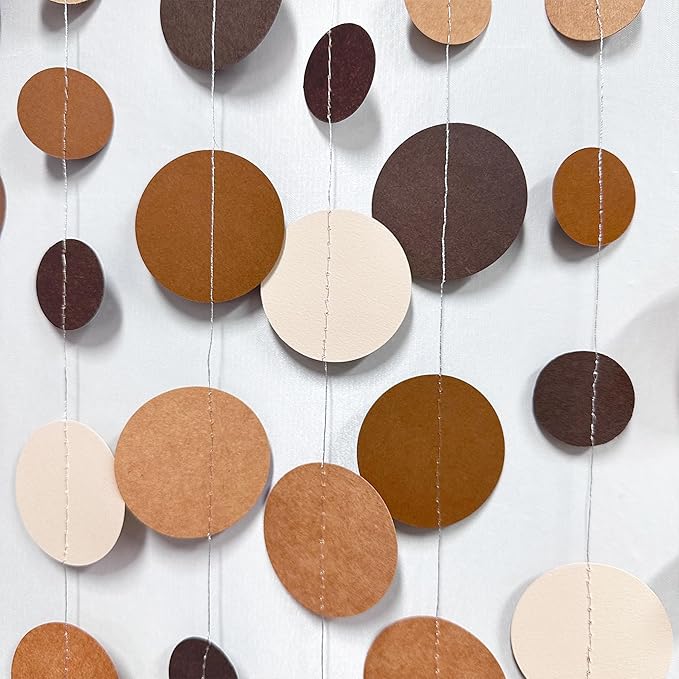 Ombre Brown Party Decorations Polka Dots Garlands Cream Tan Brown Boho Hanging - Image 4