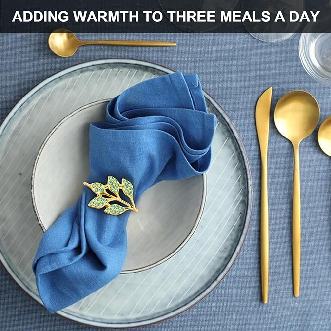 Gold Napkin Rings Set of 10, Napkin Rings Holder Buckles, Thanksgiving - Image 2