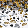 VHUWE Happy Birthday Confetti, 1.6 oz Black Gold Silver Cake Balloon Star by VHUWE