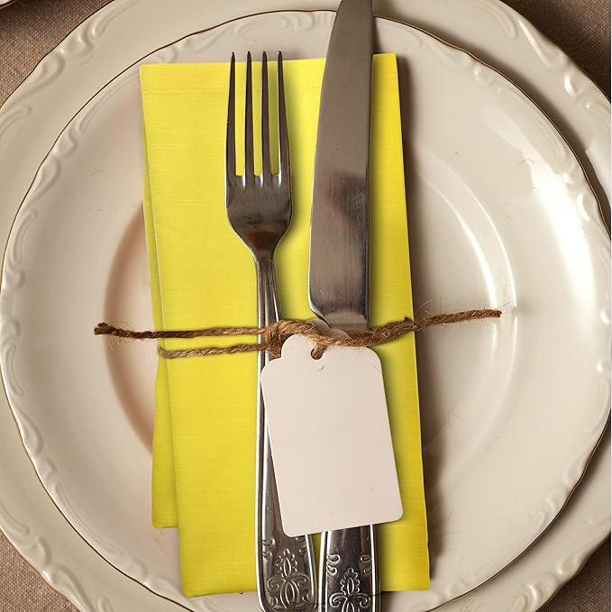 Urban Villa Yellow Napkins Solid Set of 12 Cloth Dinner Napkins Size 20x20 - Image 5
